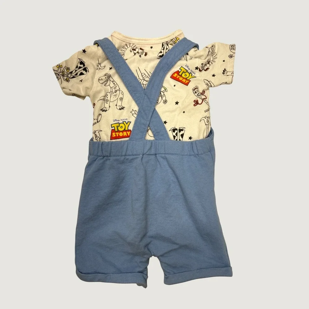 Disney Baby Toy Story T-Shirt Overalls Set 12M Blue Woody Buzz Lightyear